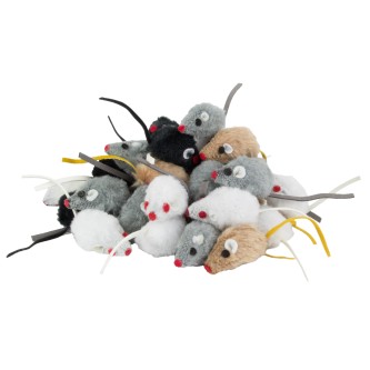 Spielmaus mit Katzenminze in vier Farben, braun, grau, schwarz, weiß