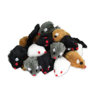 Spielmaus in vier Farben, braun, grau, schwarz, weiß