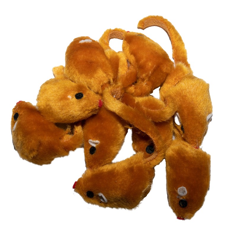 Spielmaus in vier Farben, braun, grau, schwarz, weiß