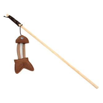 Holzangel mit Filz-Fisch