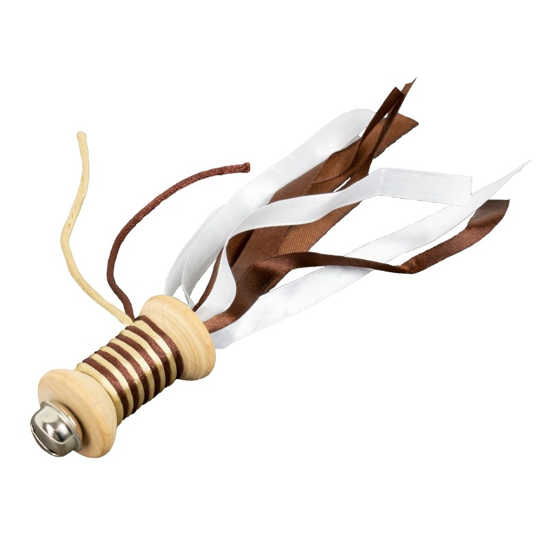 Holz-Spielrolle mit Glocke und Flatterband