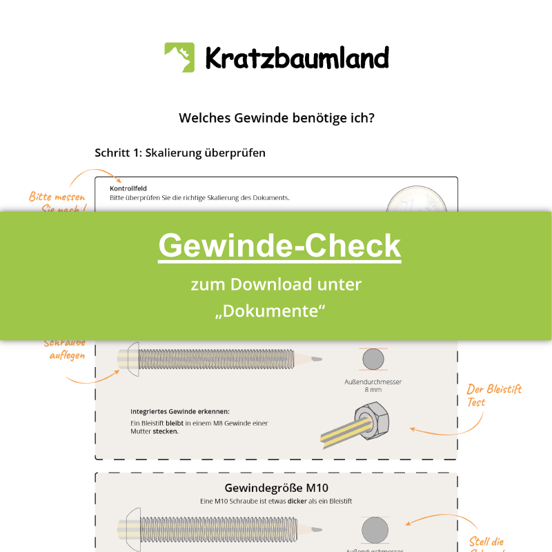 12 cm Sisalstamm-verschiedene Gewinde (M8,M10,M12)