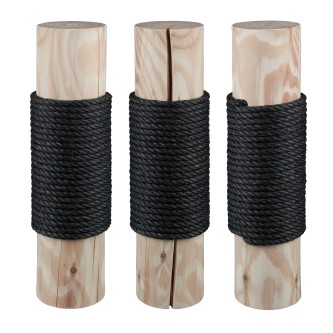 16 cm Designer-Vollholz-Sisalstamm (Holzkern 14 cm) (Schwarz)