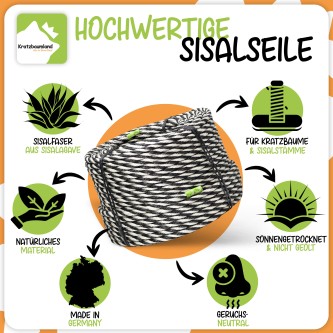 Premium-Sisalseil Schwarz/Weiß 8-12 mm