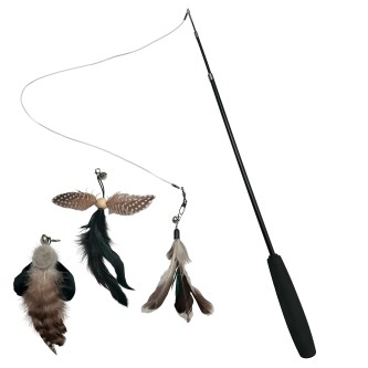 Teleskop-Spielangel mit 3 Federspielzeugen