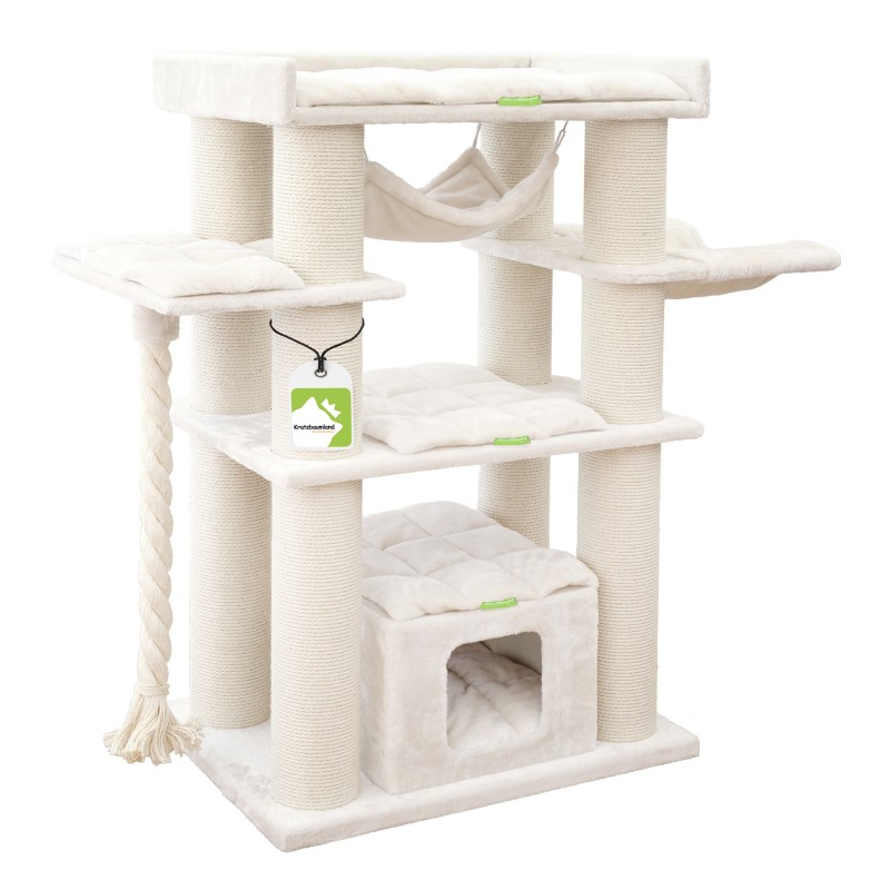 Tiger XL Kratzbaum – Stabil, 128 cm hoch, 7 Liegeflächen, 6 mm Seil