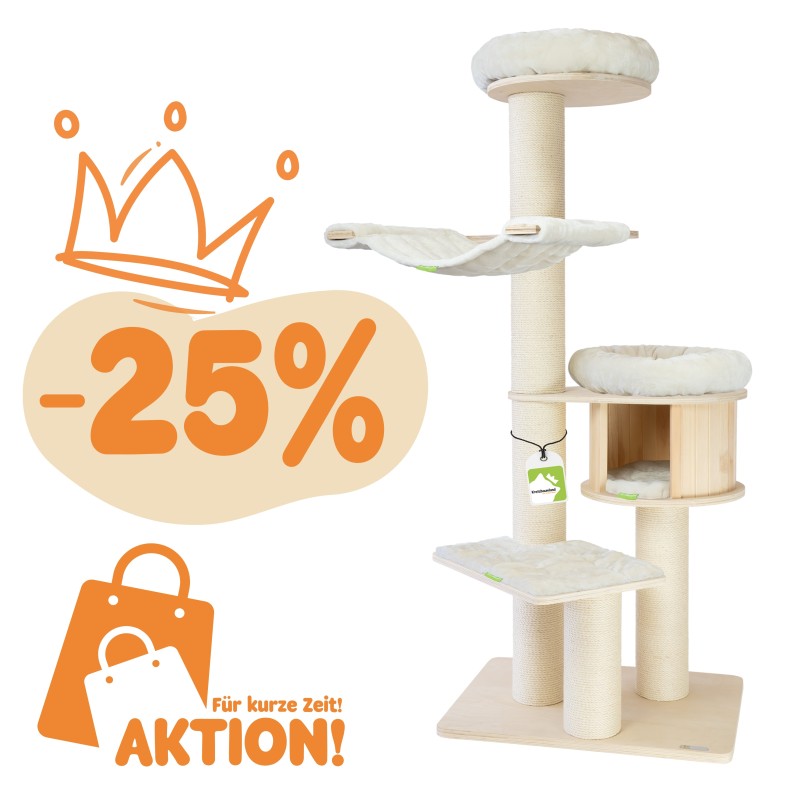 Holzkratzbaum Woody XL – Nachhaltiger & Stabiler Kratzbaum für Katzen