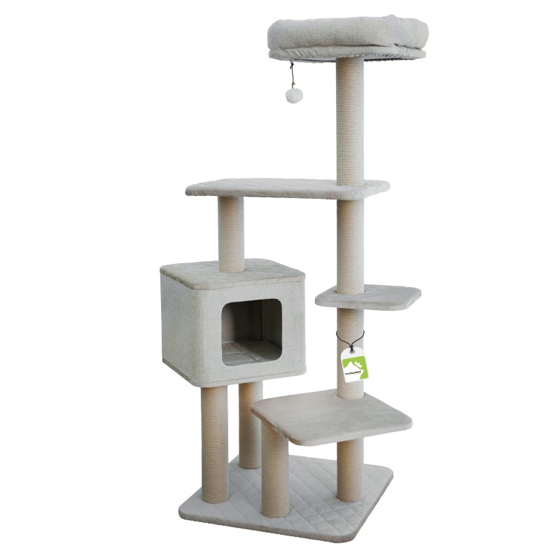 Kratzbaum Sammy L - Kompakter Design-Kratzbaum mit Höhle & Liegeplatte